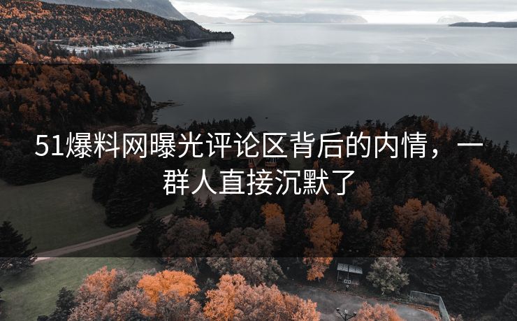51爆料网曝光评论区背后的内情，一群人直接沉默了